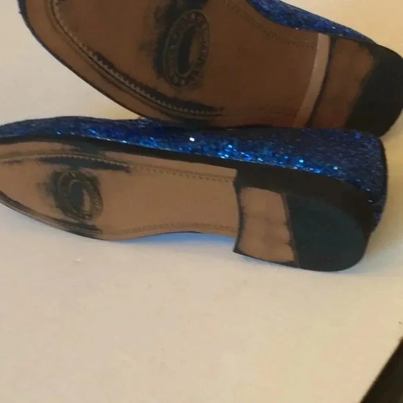 💎 Blue Glitter Loafers Gold Tassels Size US8 Euro41 - Picture 6 of 11
